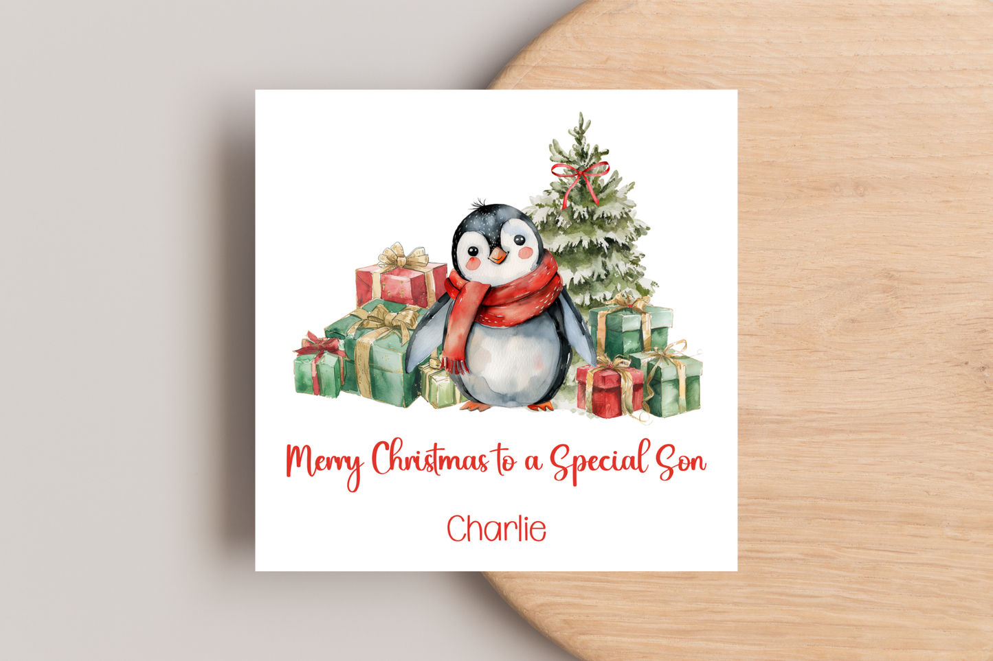 Personalised Penguin Christmas Card