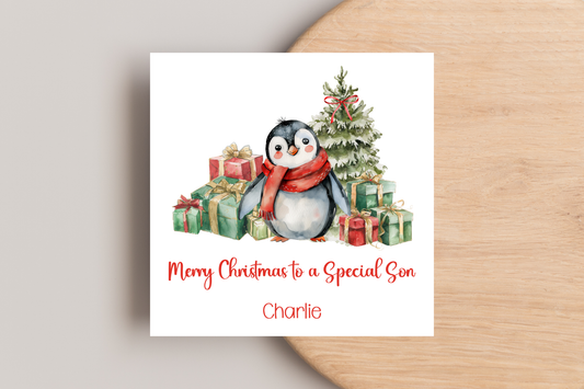 Personalised Penguin Christmas Card