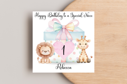 Personalised Animal Present Birthday Card
