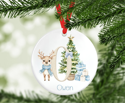 Personalised Reindeer Initial Christmas Tree Decoration