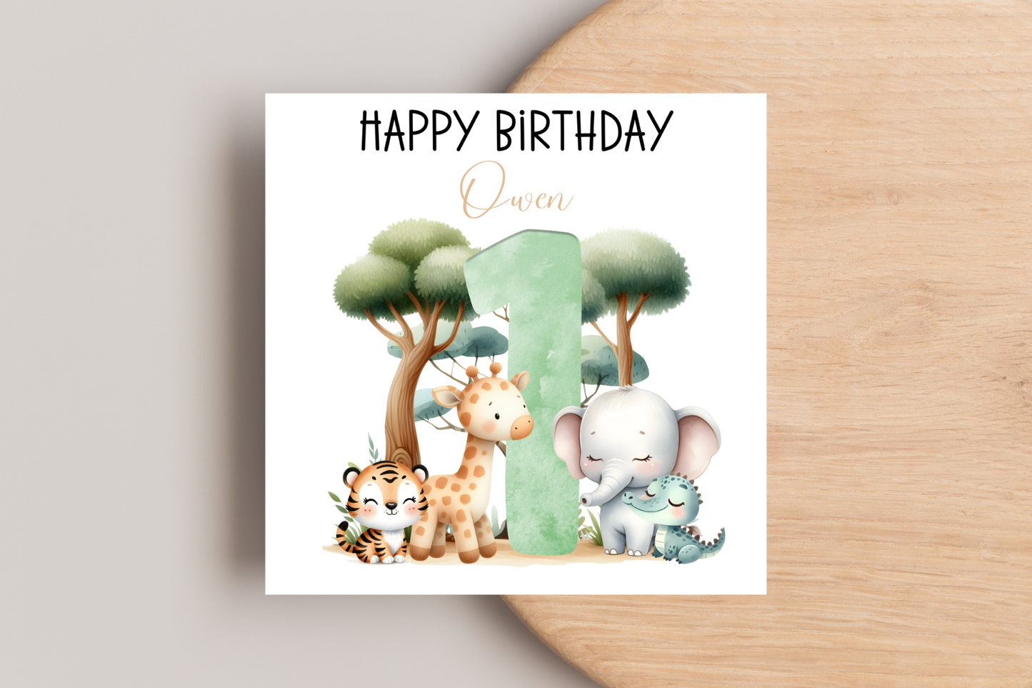 Personalised Jungle Number Birthday Card