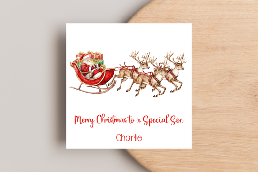 Personalised Santa Sleigh Christmas Card