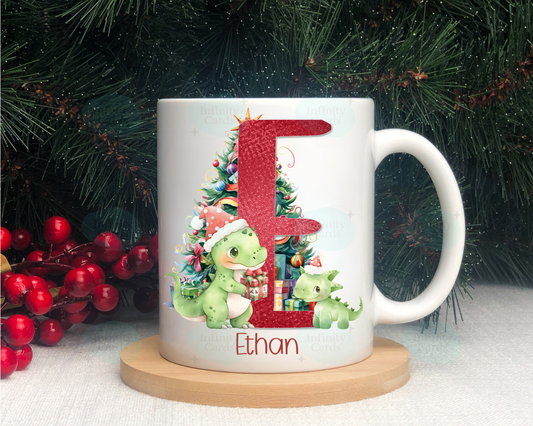 Personalised Dinosaur Christmas Mug