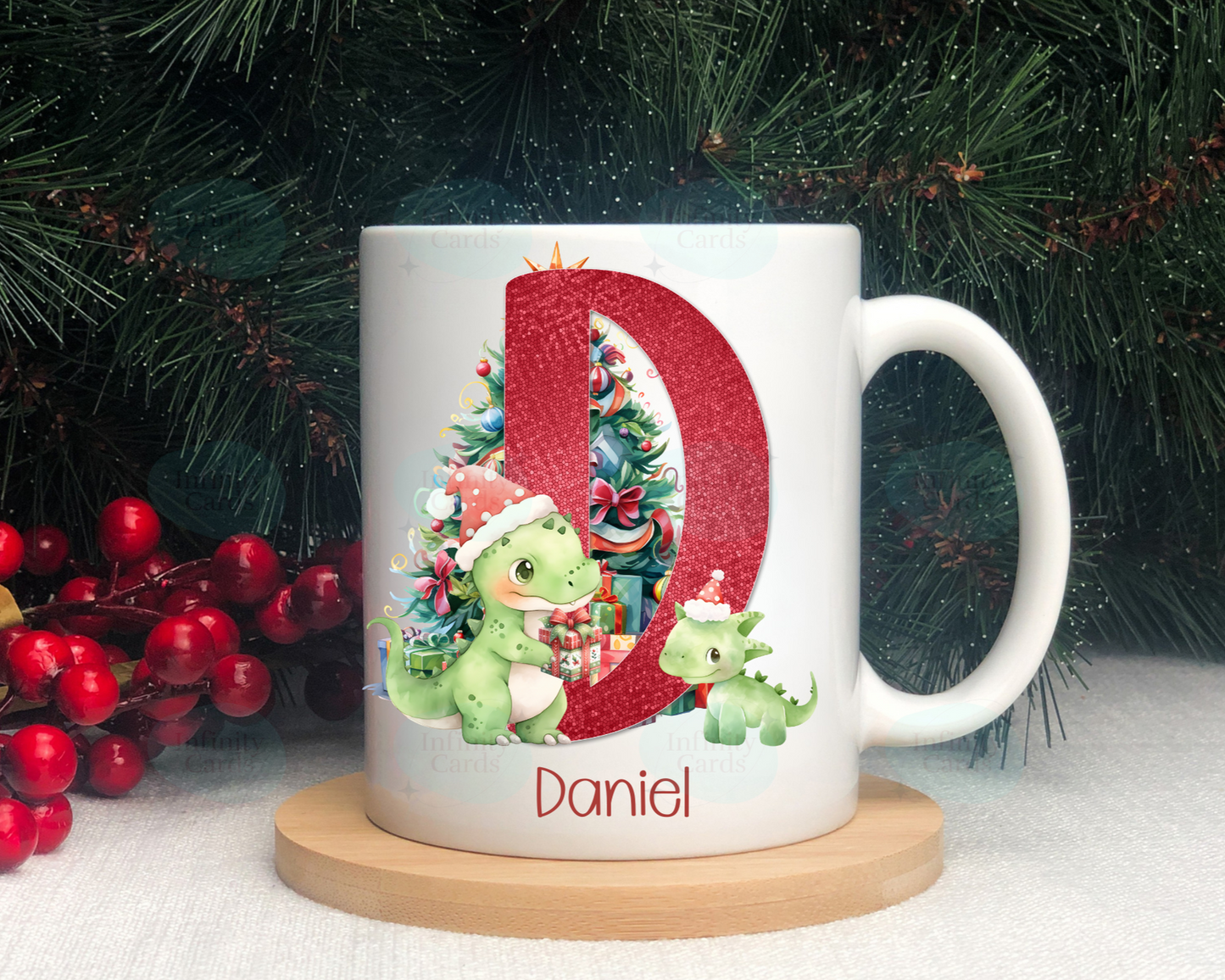 Personalised Dinosaur Christmas Mug