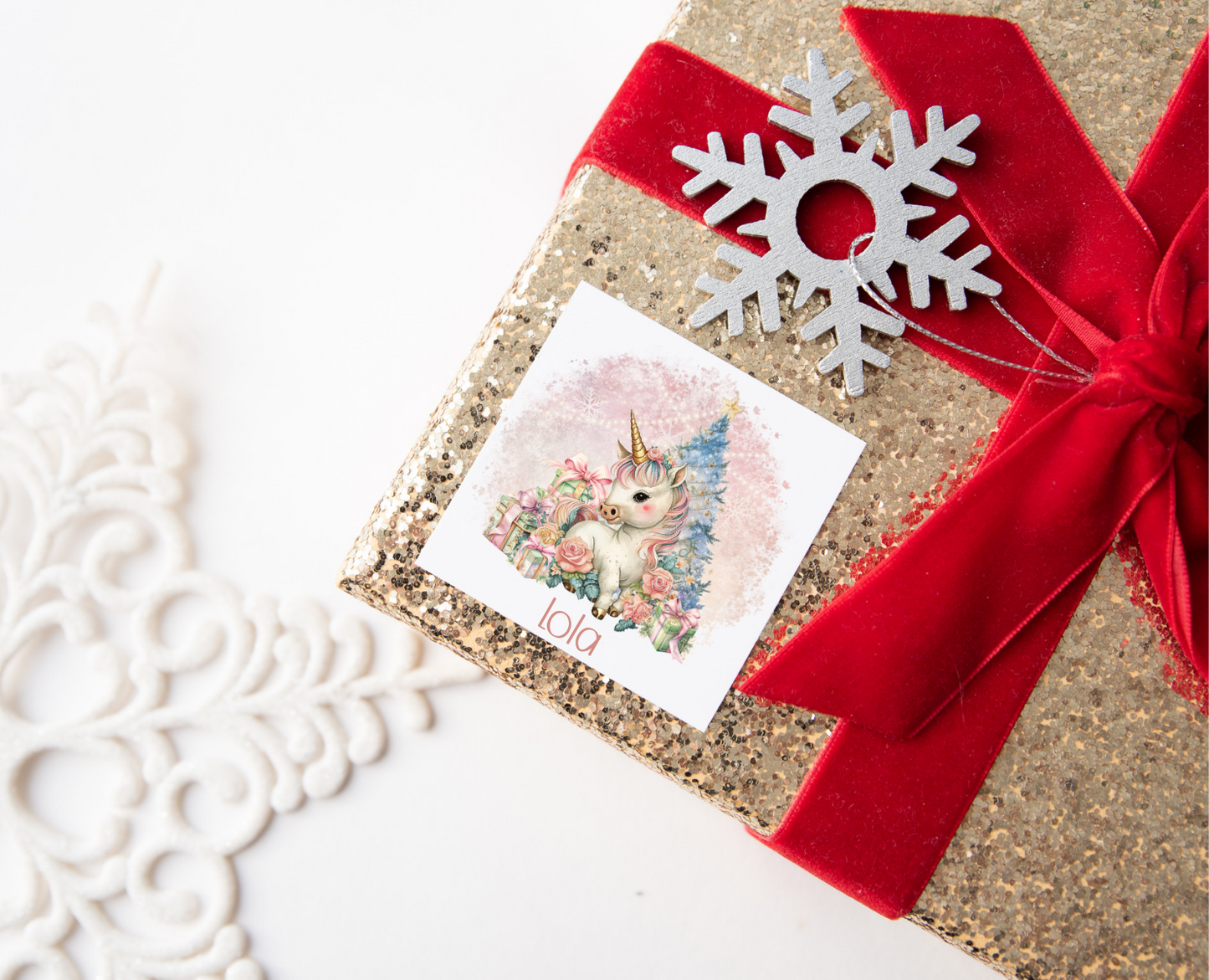 Personalised Unicorn Christmas Present Labels