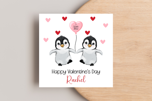 Personalised Loving Penguins Valentine's Day Card