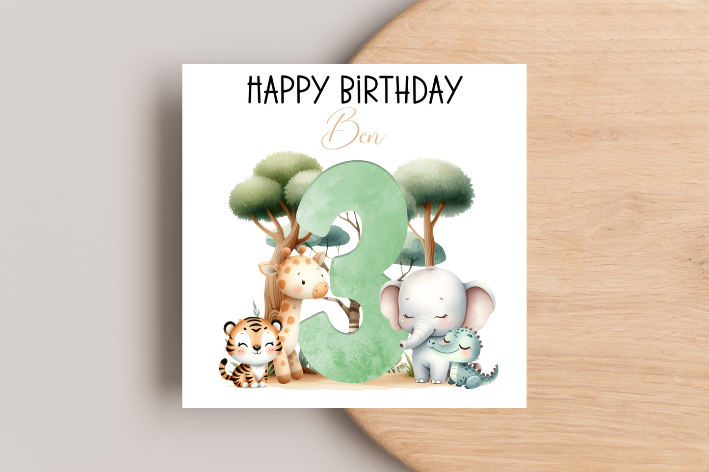 Personalised Jungle Number Birthday Card