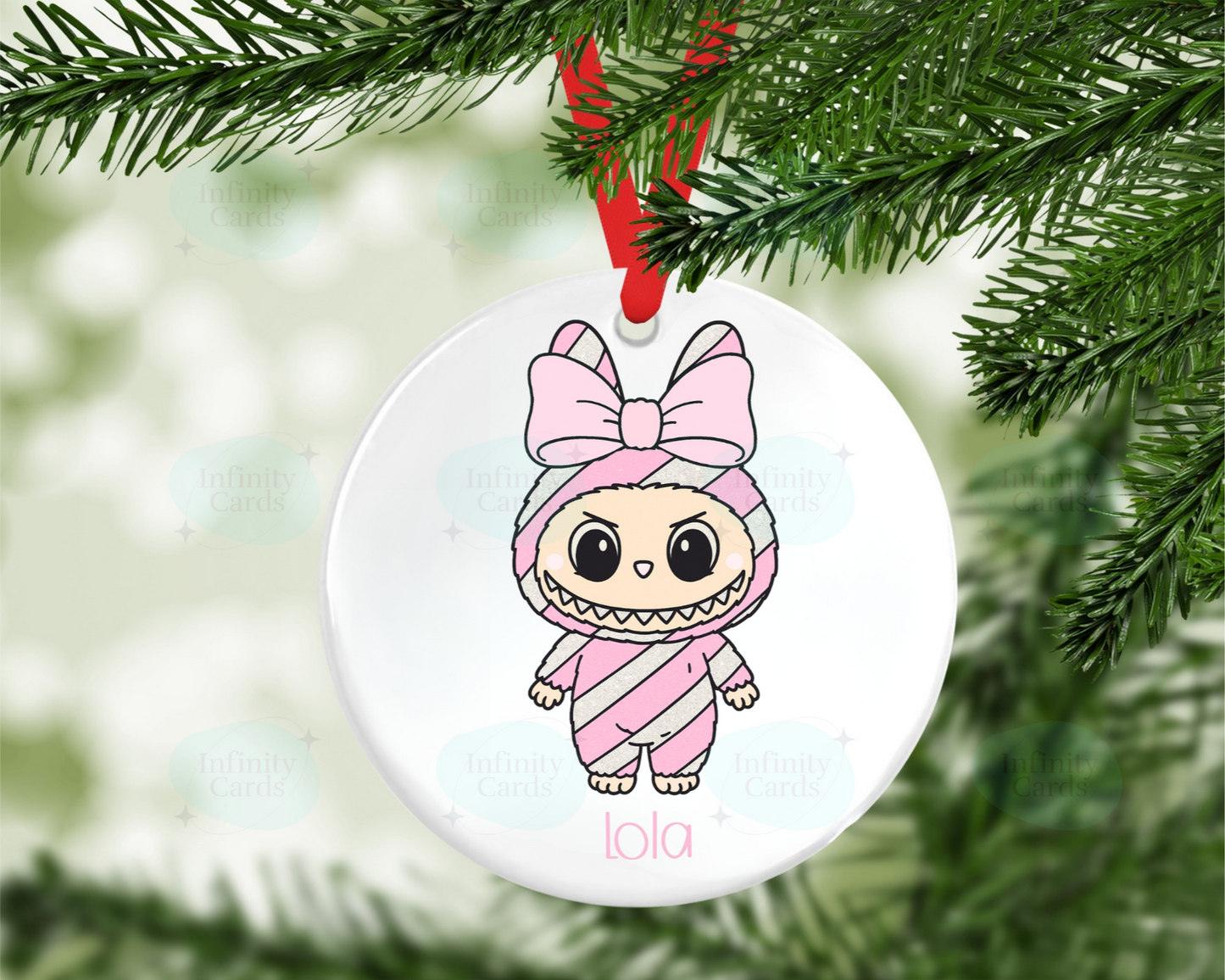 Personalised Labubu Candycane Christmas Tree Decoration
