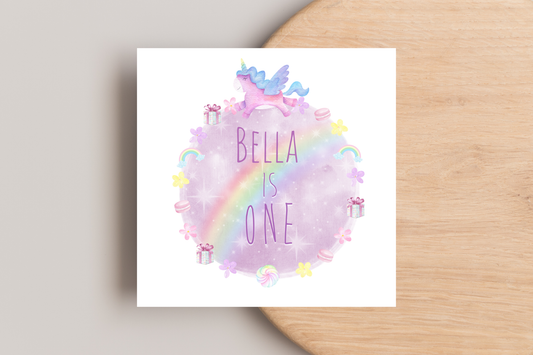 Personalised Unicorn Wreath Birthday Card