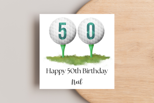 Personalised Golf 50th Birthday Card