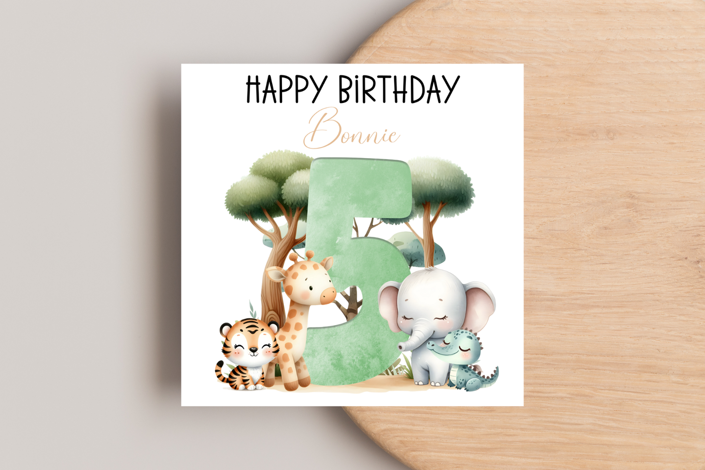 Personalised Jungle Number Birthday Card