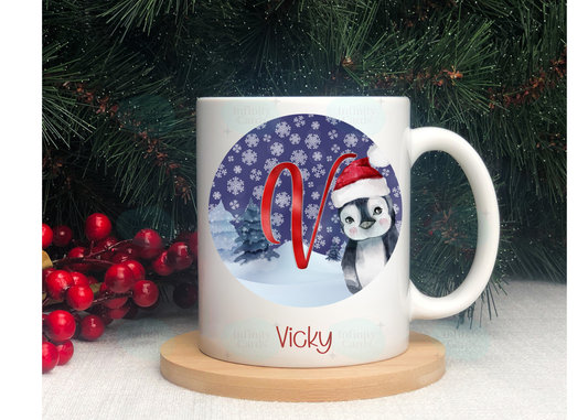 Personalised Penguin Initial Mug