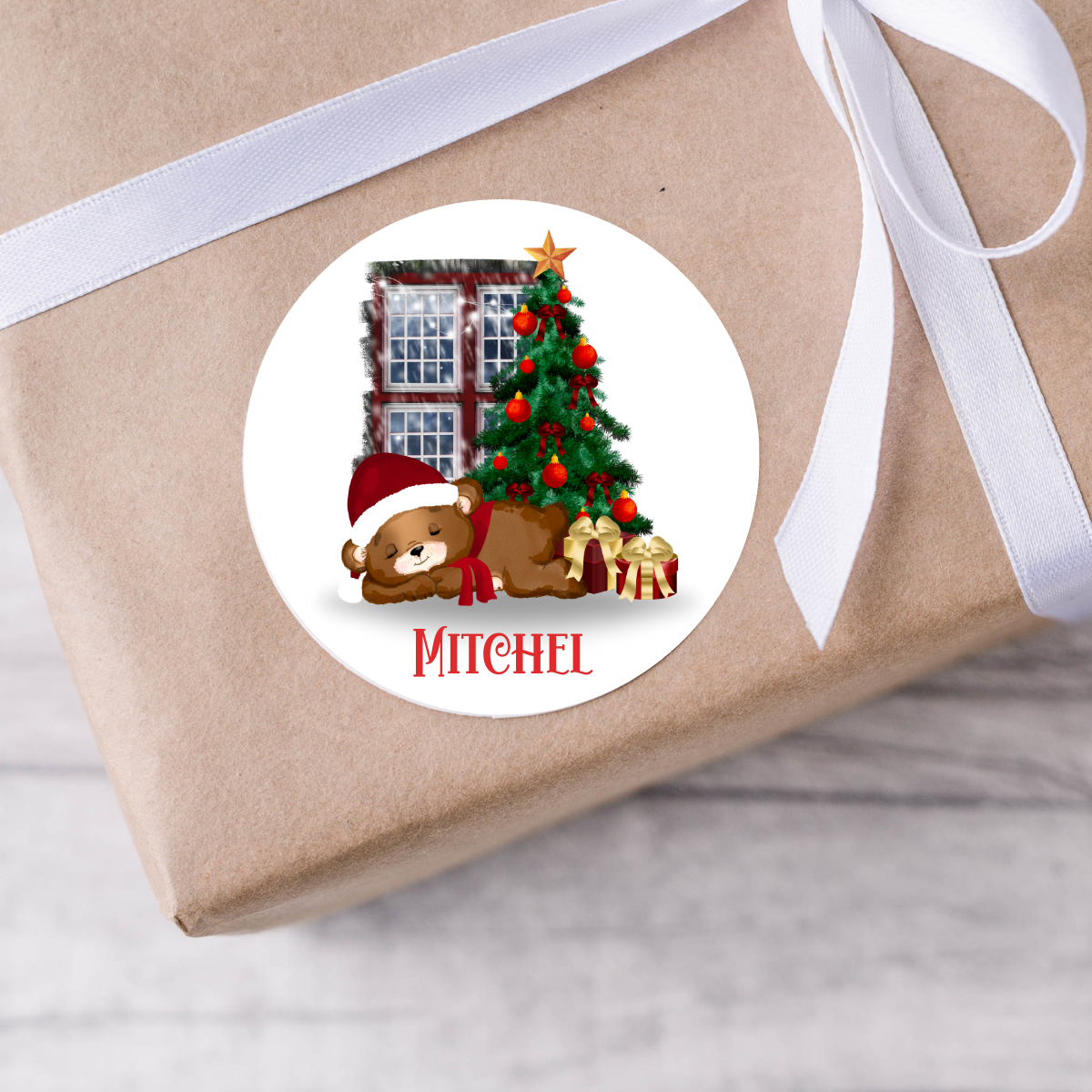 Personalised Bear Christmas Present Labels