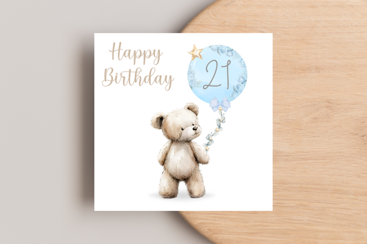 Bear 21st Birthday Card