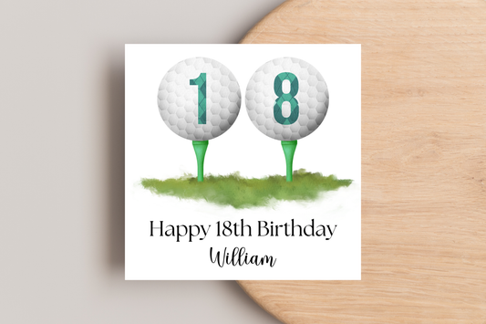 Personalised Golf 18th Birthday Card