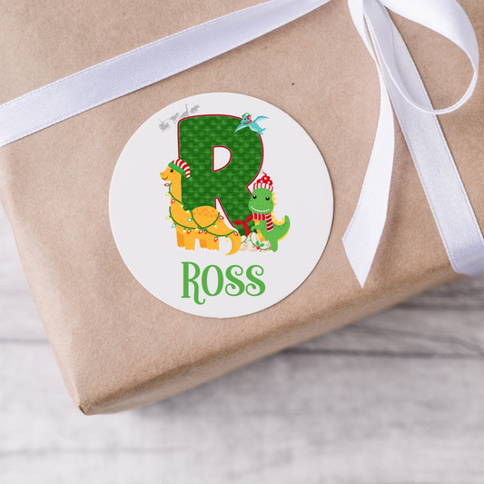 Personalised Dinosaur Christmas Present Labels