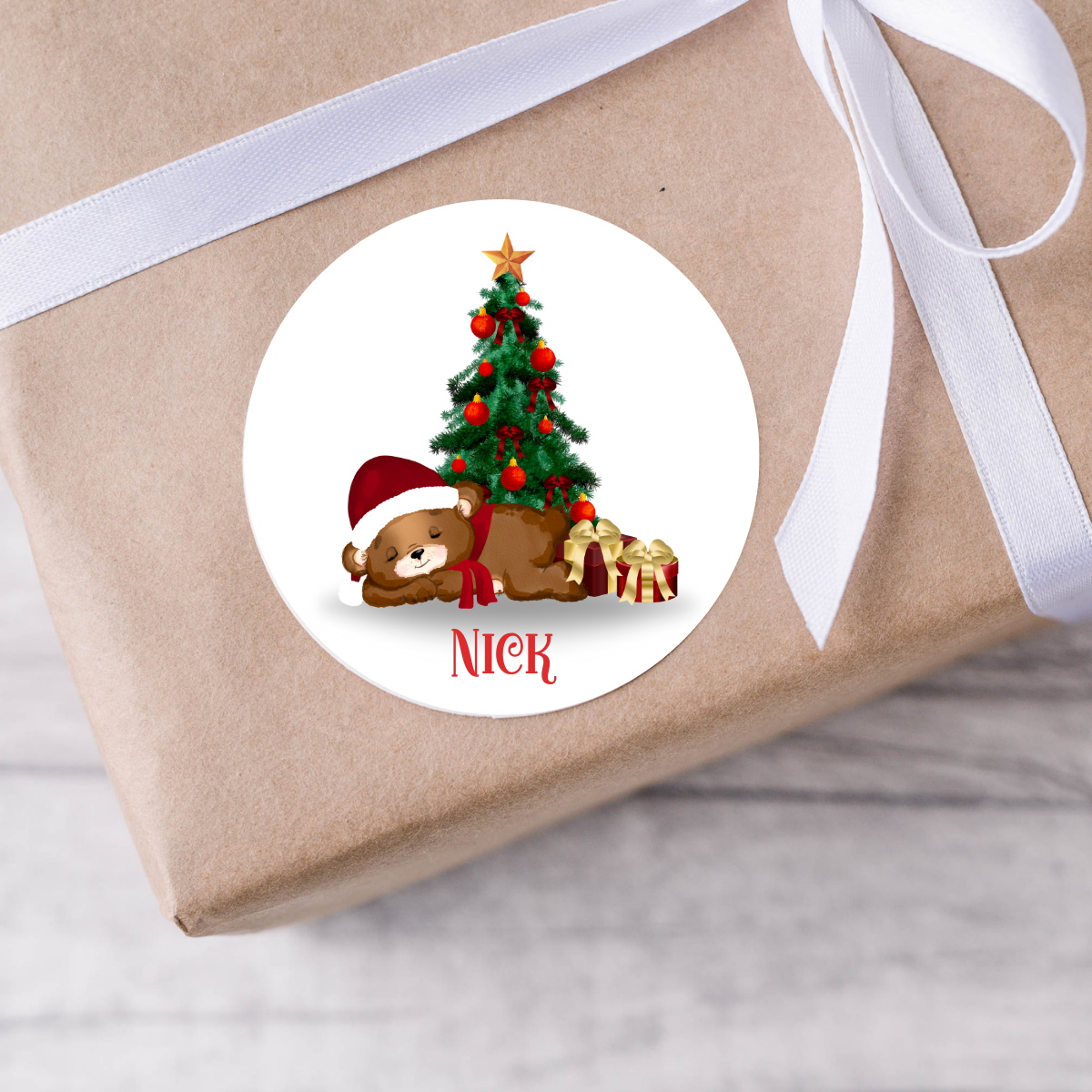 Personalised Bear Christmas Present Labels