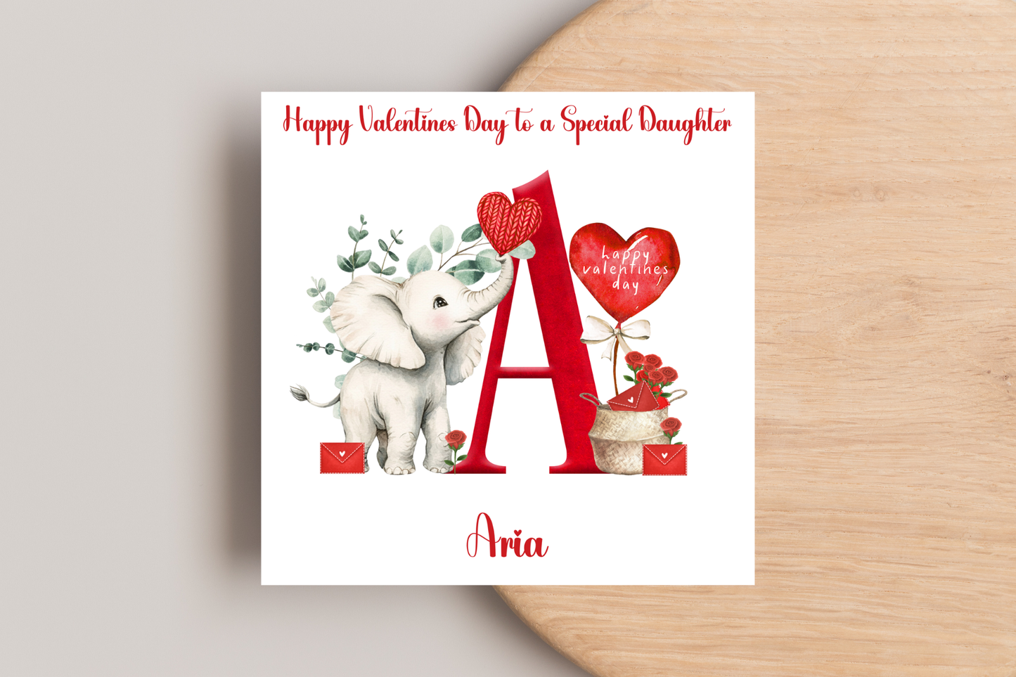 Personalised Elephant in Love Valentine's Day Card