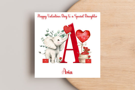 Personalised Elephant in Love Valentine's Day Card