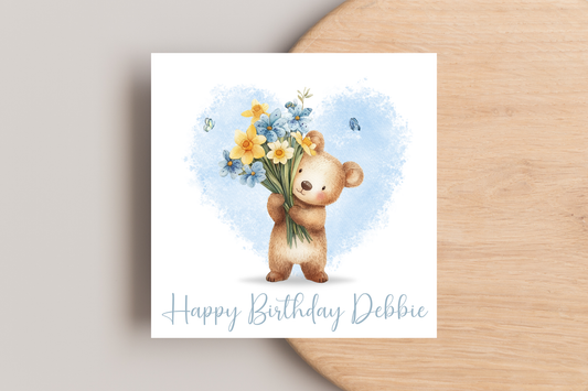 Personalised Spring Bear Birthday Card