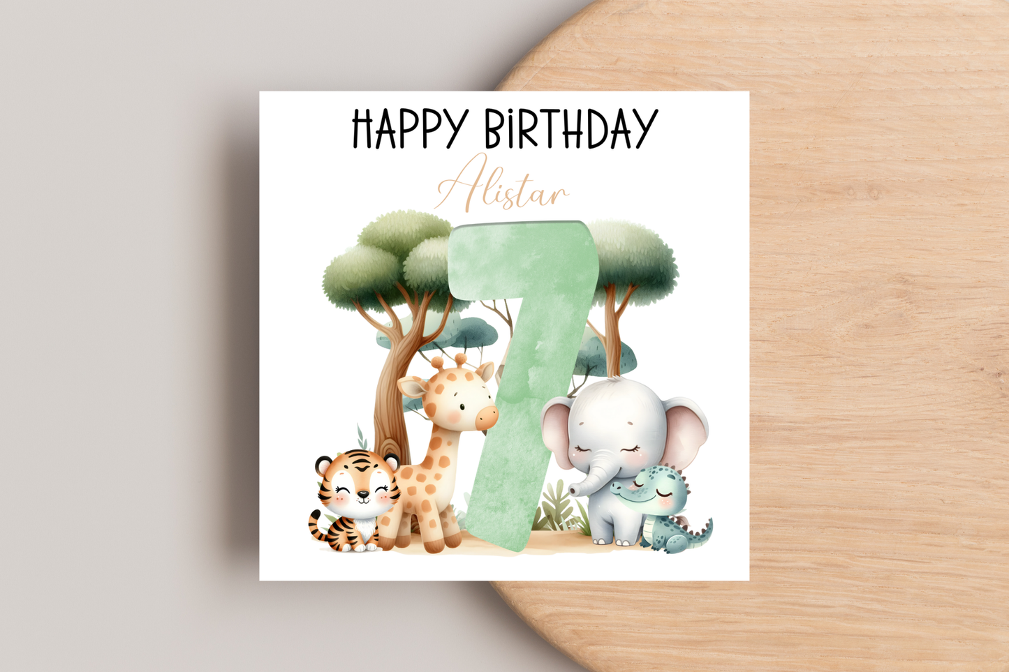 Personalised Jungle Number Birthday Card