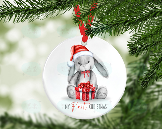 Personalised My First Christmas 2025 Bunny Christmas Tree Decoration