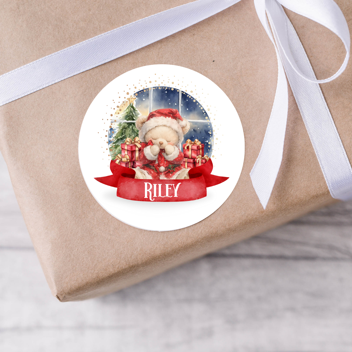 Personalised Bear Christmas Present Labels