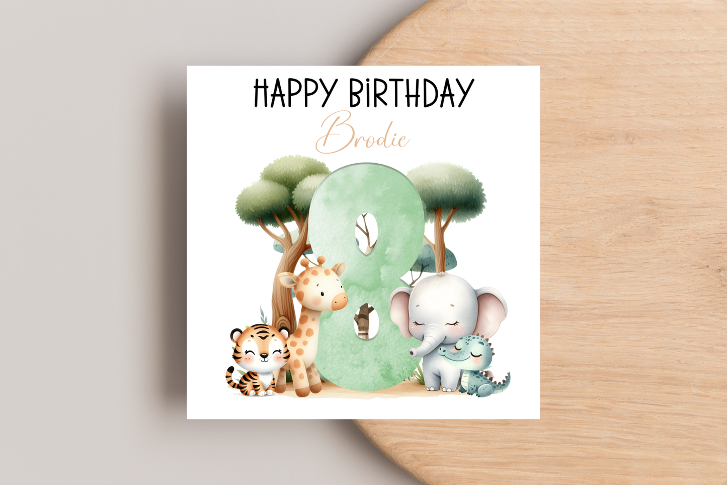 Personalised Jungle Number Birthday Card