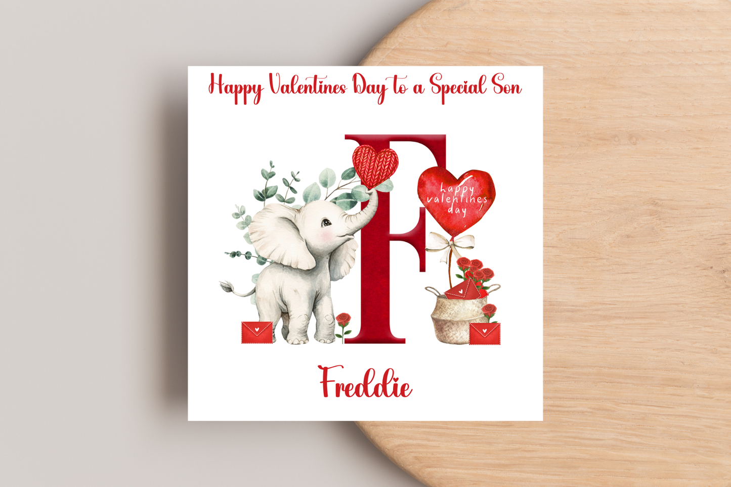 Personalised Elephant in Love Valentine's Day Card