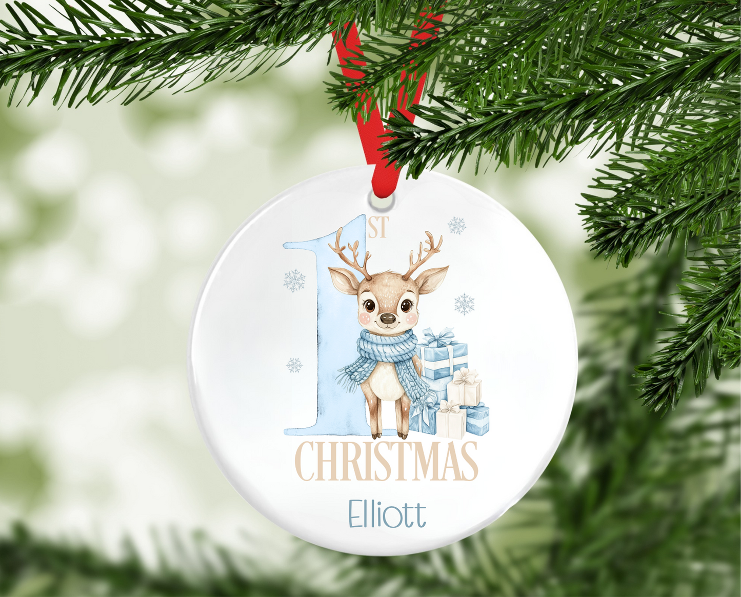 Personalised Reindeer 1st Christmas Tree Decoration