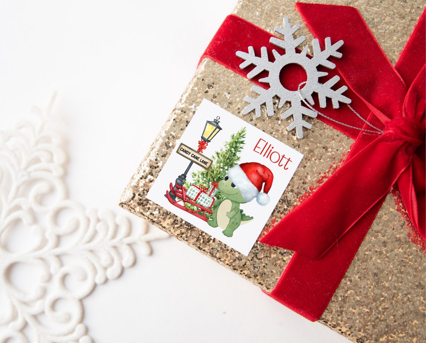 Personalised Dinosaur Christmas Present Labels