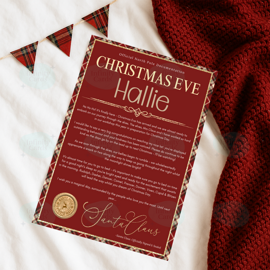 Personalised Red and Gold Christmas Eve Letter From Santa