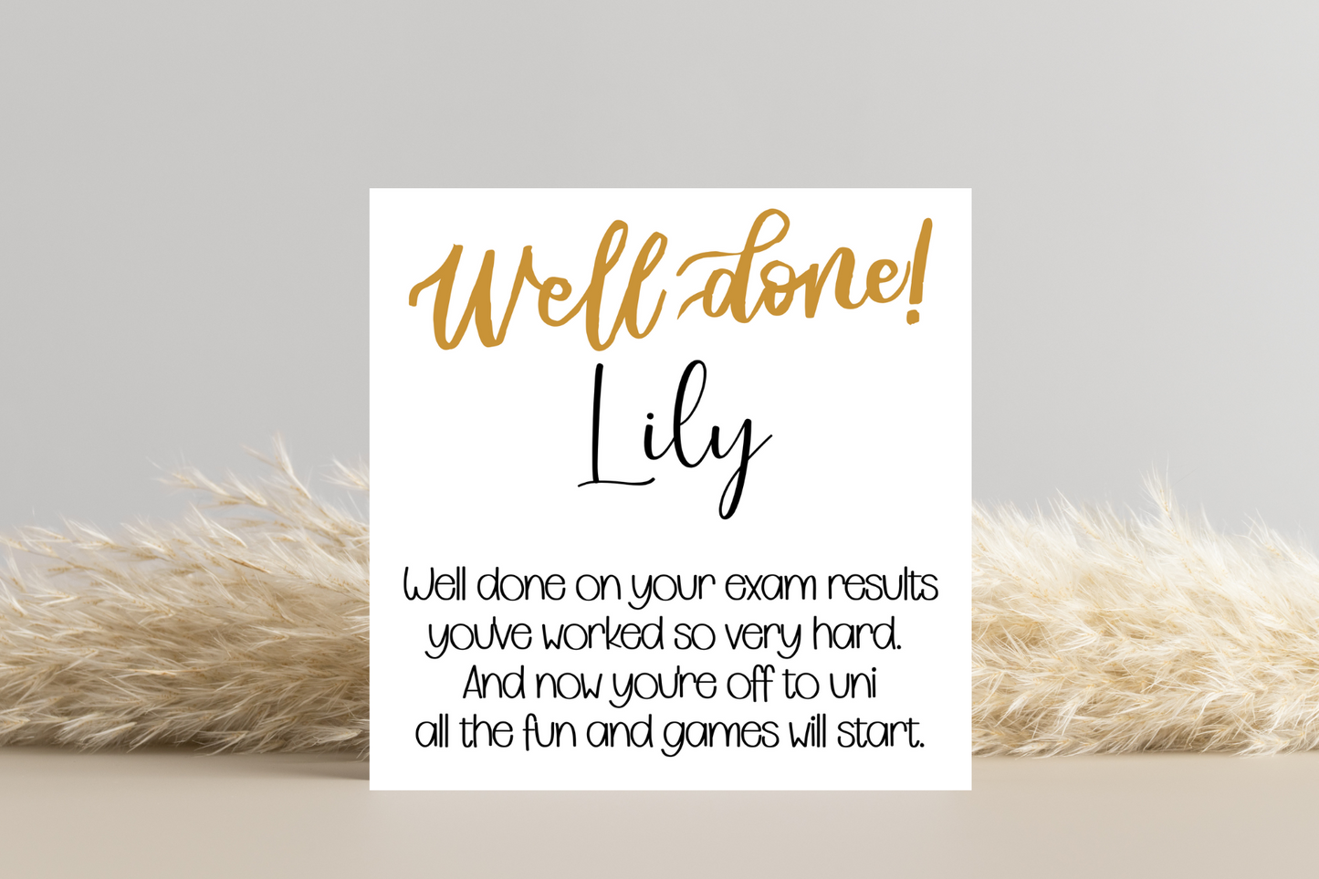 Personalised Well Done Exam Results Off to Uni Card