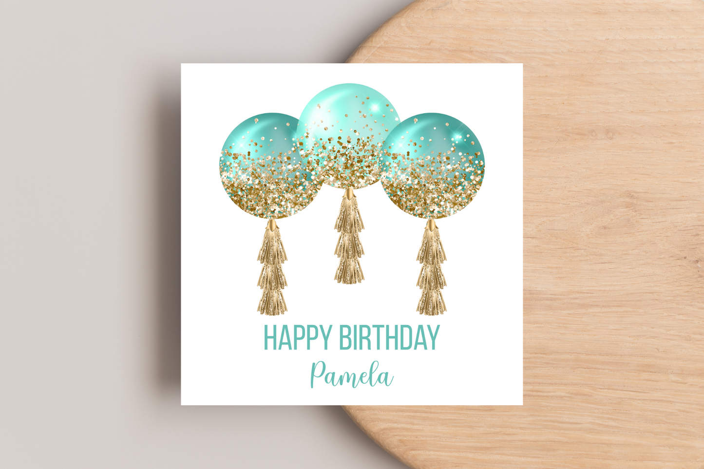 Personalised Green Balloons Birthday Card