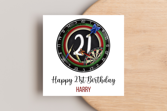 Personalised Darts 21st Birthday Card