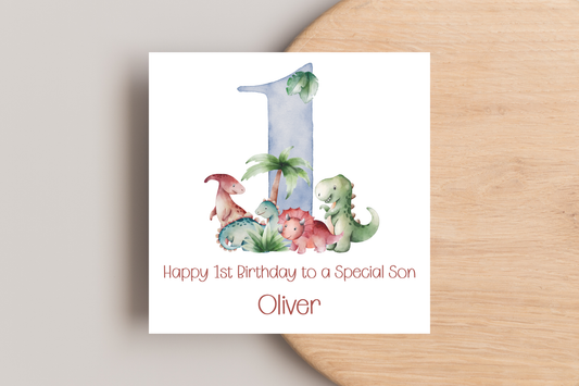 Personalised Dinosaur 1st Birthday Card