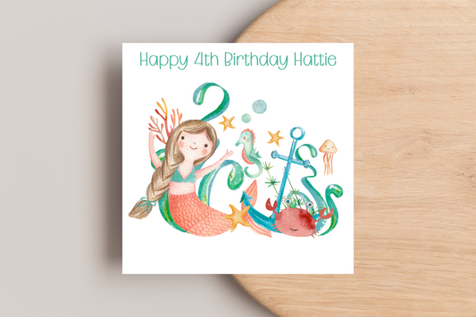 Personalised Mermaid Birthday Card