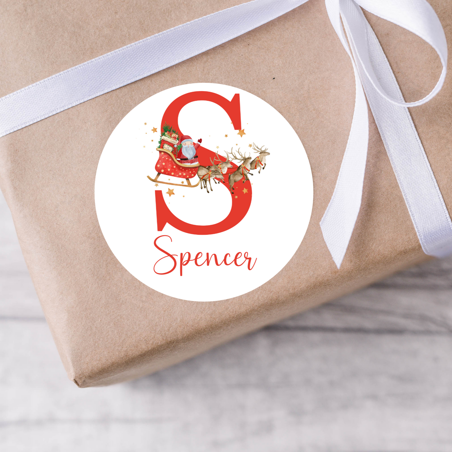 Santa Initial Christmas Present Labels