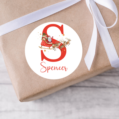 Santa Initial Christmas Present Labels