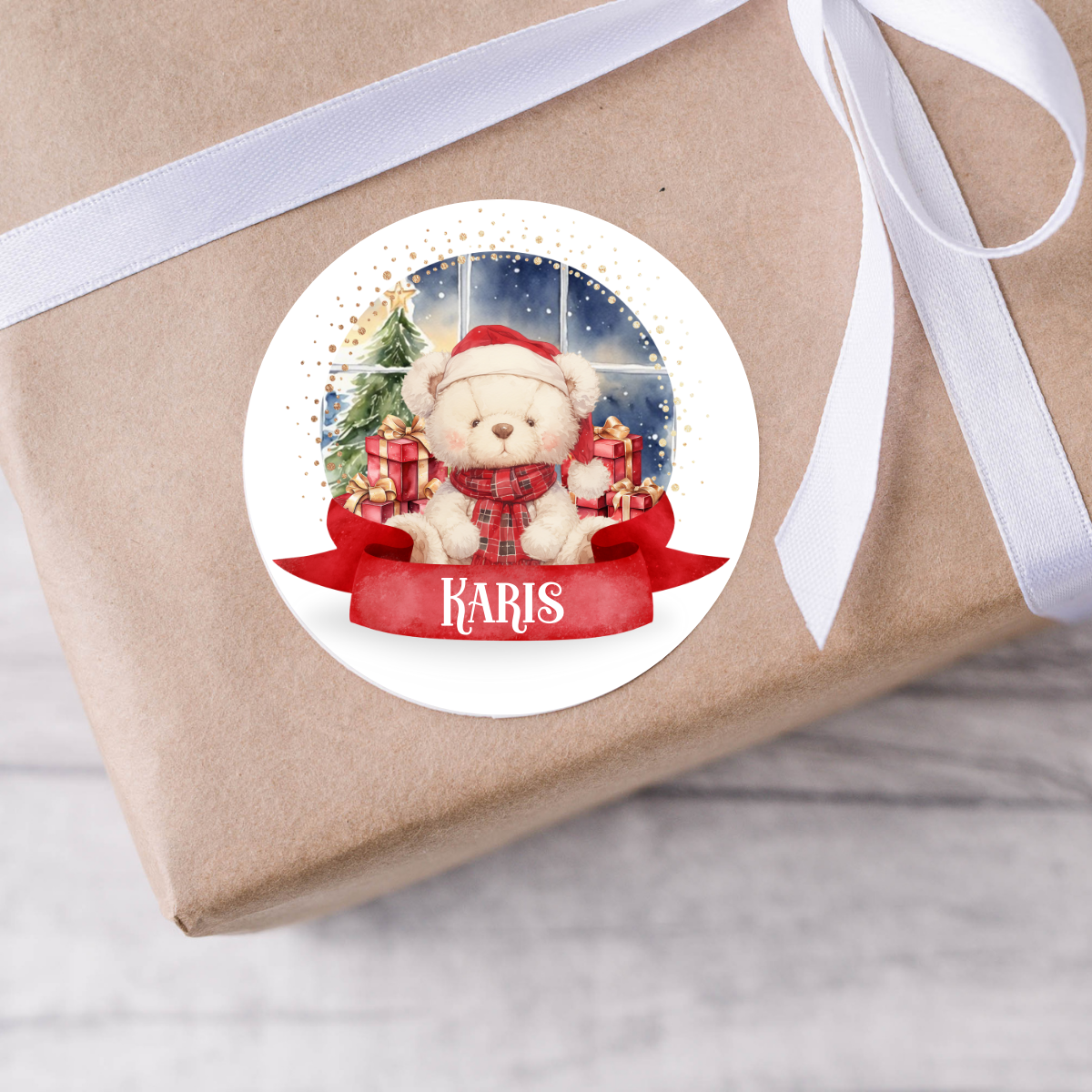 Personalised Bear Christmas Present Labels