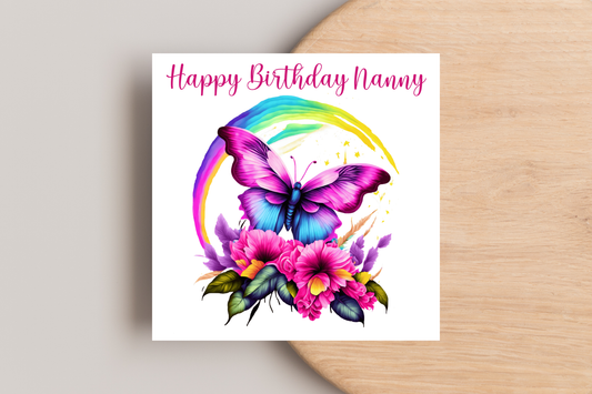 Personalised Butterfly Floral Birthday Card