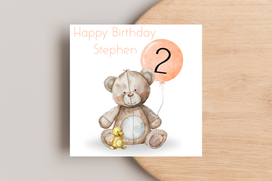 Personalised Bear Birthday Card
