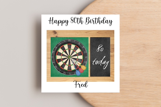 Personalised Dart Board 80th Birthday Card