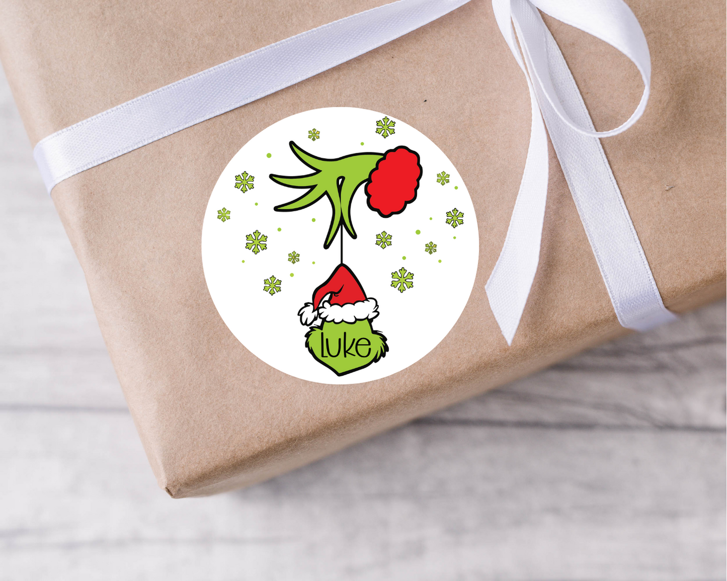 Personalised Grinch Christmas Present Labels -