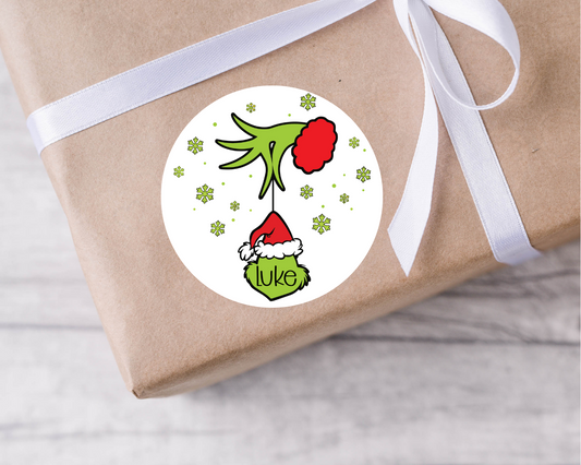Personalised Grinch Christmas Present Labels -