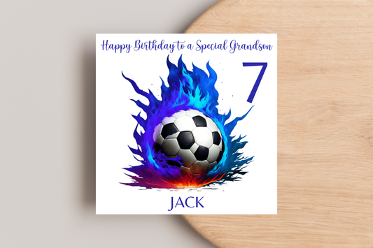 Personalised Football Flame Birthday Card