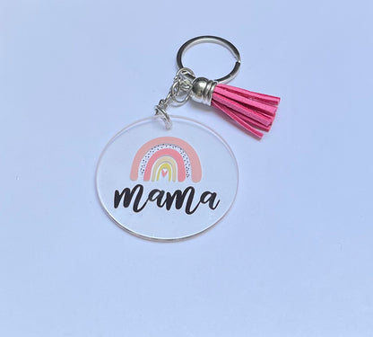Mama rainbow Keyring with matching tassel