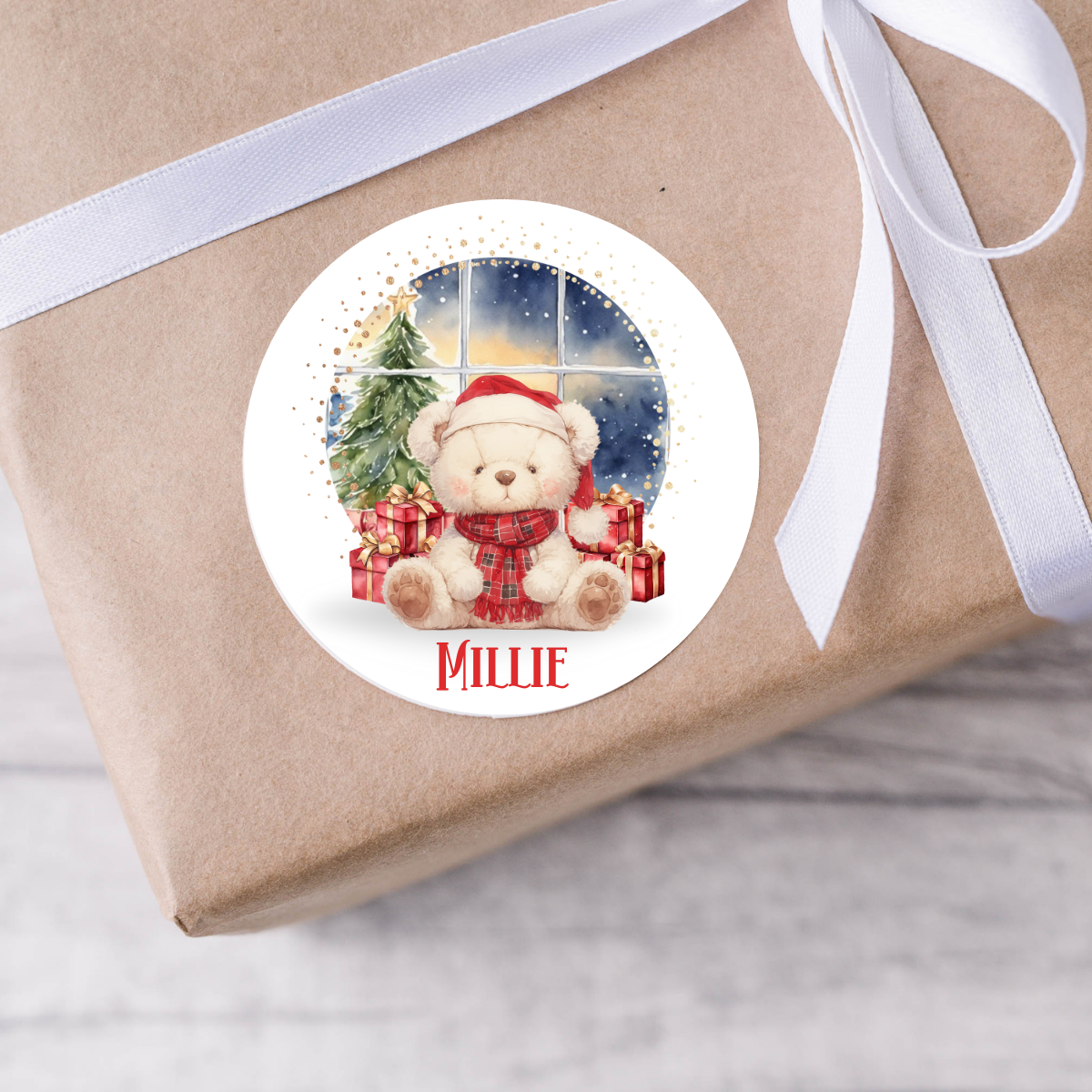 Personalised Bear Christmas Present Labels