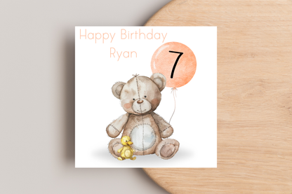 Personalised Bear Birthday Card