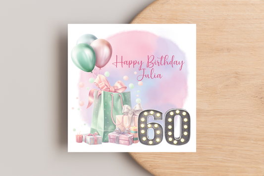 Personalised 60th Birthday Card for Her